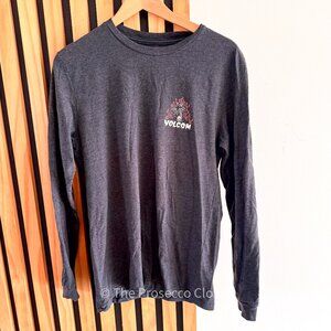 Volcom Men's Long Sleeve Tee Flames Skeleton and Palm Tree (S)